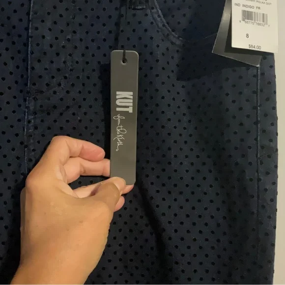 Kut from the Kloth Dianna Skinny Indigo Velvet Polka Dot Jeans Size 8; NWT’s. - Picture 3 of 16